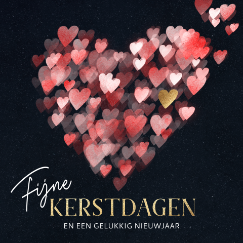 Kerstkaart rood hartjes