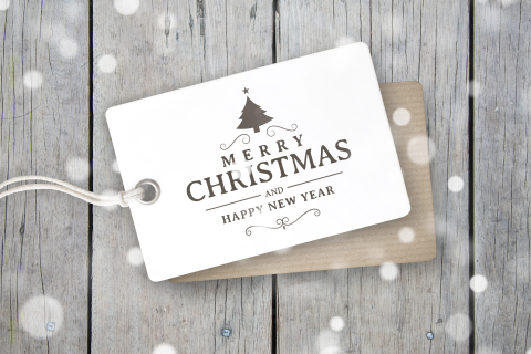 Business kerstkaart hout zakelijk logo label