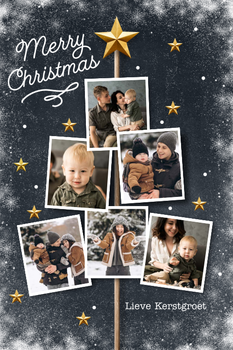 Kerstkaarten Kerstboom fotocollage eigen foto's