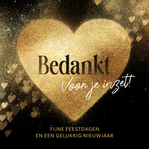 Luxe Bedankt kerstkaart bedrijf gouden hart