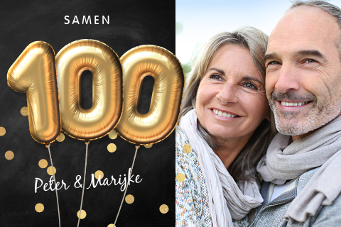 Uitnodiging verjaardag samen 100 jaar met foto