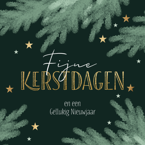 Fijne kerstdagen zakelijke kerstkaarten licht donker groen kersttakken