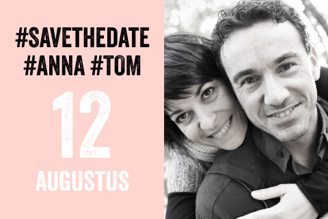 Save the Date kaart stoer hip hashtags