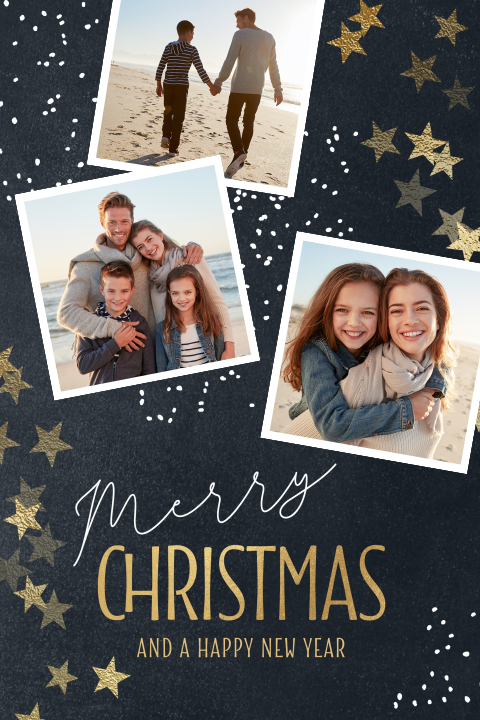 Speciale kerstkaarten met fotocollage luxe sterren