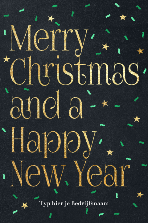 Feestelijke zakelijke kerstkaart Merry Christmas confetti sterren
