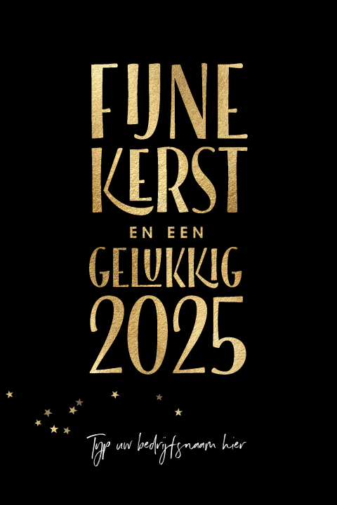 Kerstkaart zakelijk zwart met gouden typografie