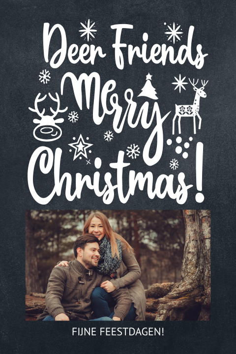Kerstkaart typografie foto vrienden