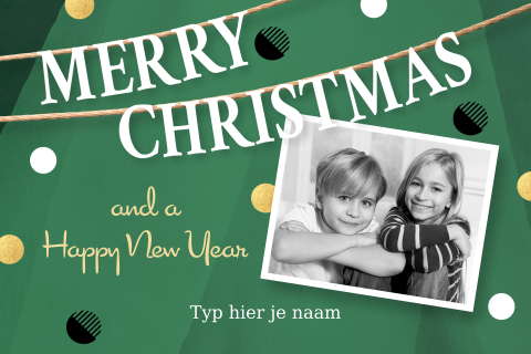 Vrolijke kerstkaarten met foto en stippen