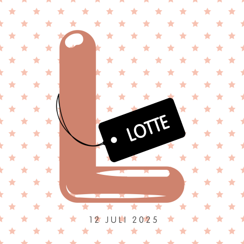 Geboortekaartje meisje roze initiaal aanpasbaar