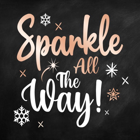 Kerstkaarten Sparkle all the way rose folie