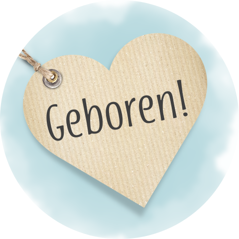 Lieve sluitsticker met blauwe aquarel en label geboren