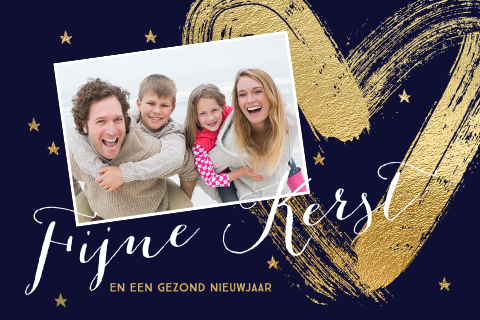 Foto kerstkaarten lief gouden hart sterren