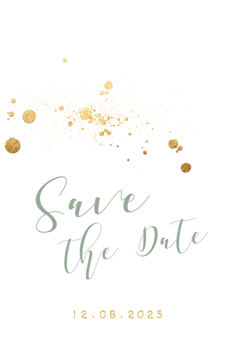 Chique Save the Date kaart met gouden spetters