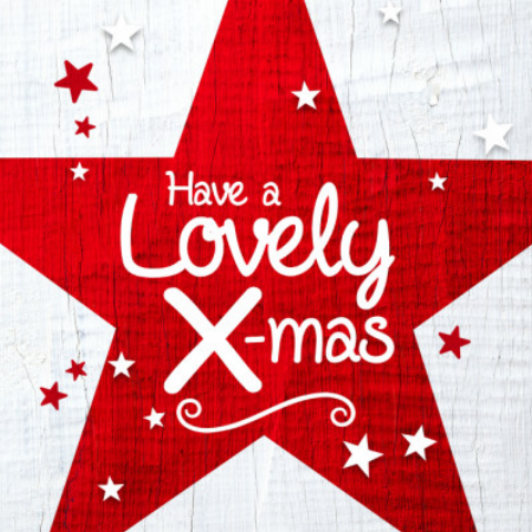 Lovely X-mas kerstkaart ster rood