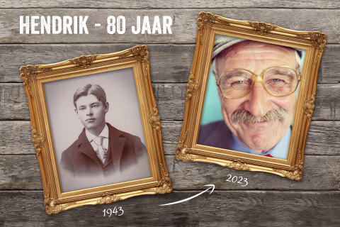 uitnodiging 80 jaar verjaardagsfeest met foto's vroeger en nu