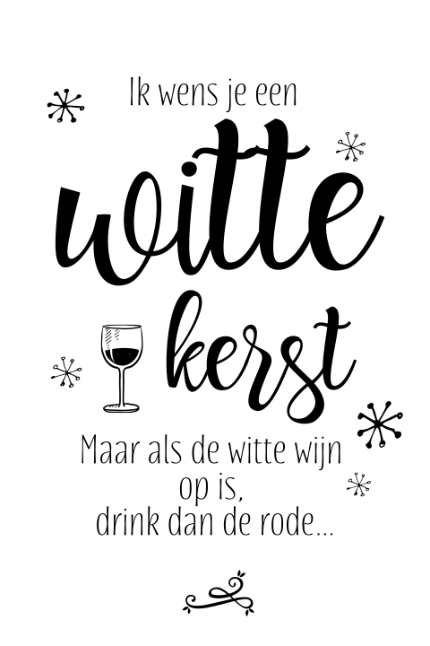 Originele kerstkaart witte kerst wijn