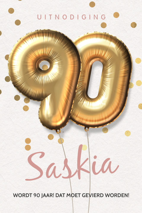 Uitnodigingen 90 jaar gouden ballonnen verjaardagsfeest