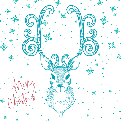 Design kerstkaart hertje illustratie