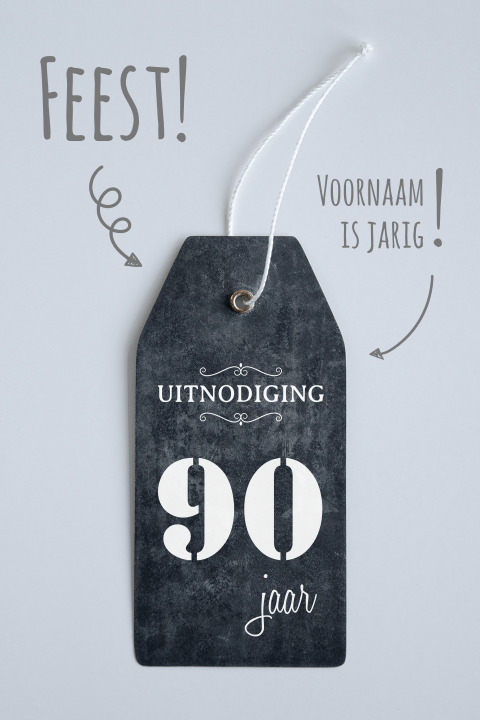 Verjaardag uitnodiging 90 jaar label