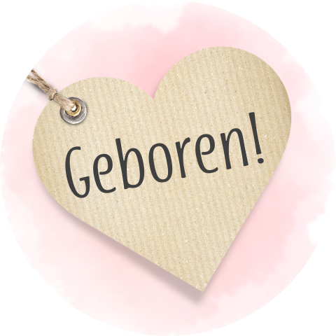 Lieve sluitsticker met roze aquarel en label geboren