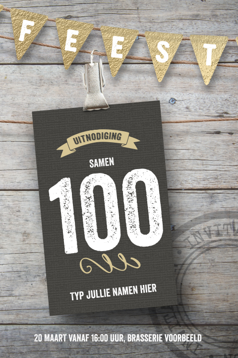 Hippe uitnodiging samen 100 jaar