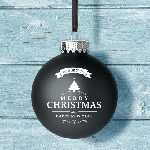 Bedrijfs kerstkaart met kerstbal