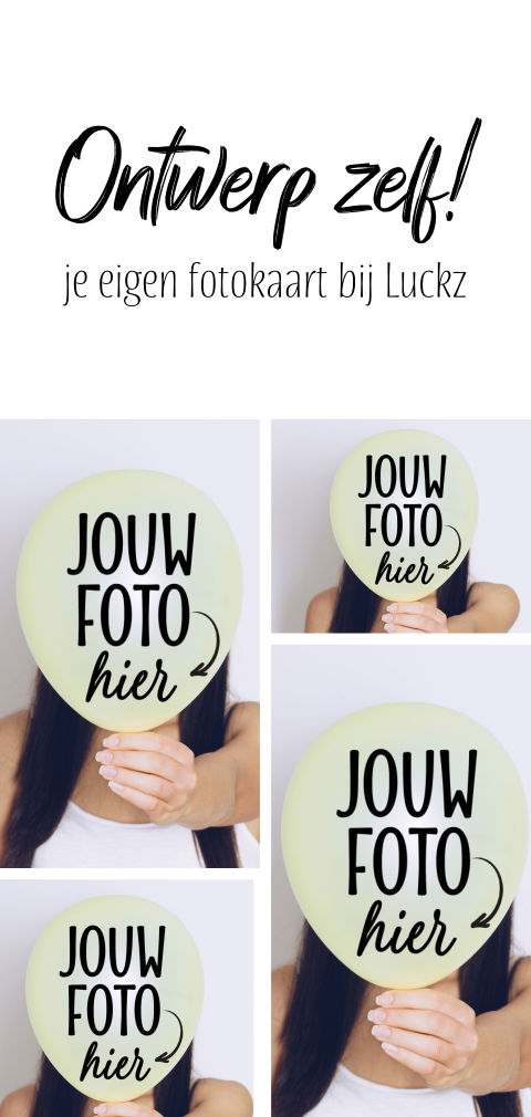 Lange kaart met vier foto's
