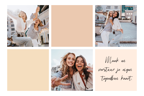 Tegoedbon foto collage kaart met drie vierkante foto's
