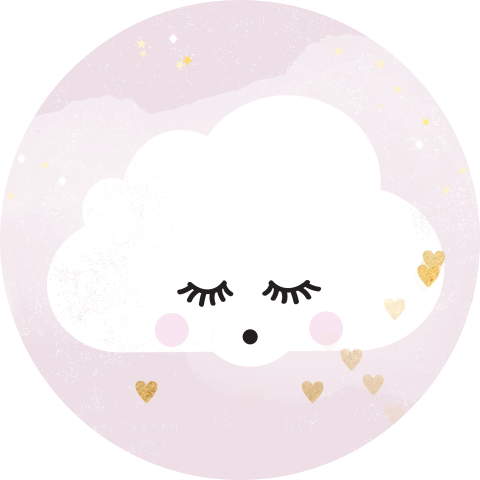 Lieve sluitsticker met een wolkje en hartjes roze