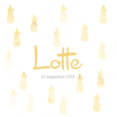 Ananas geboortekaartje oker stempel tropisch