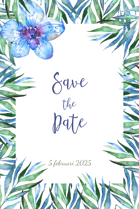 Save the Date tropisch blauw groen