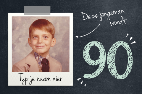 Uitnodiging met foto van vroeger 90 jaar
