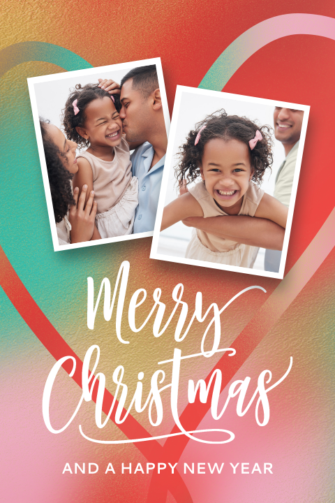 Lieve kerstkaart maken met twee  eigen foto’s en hartje