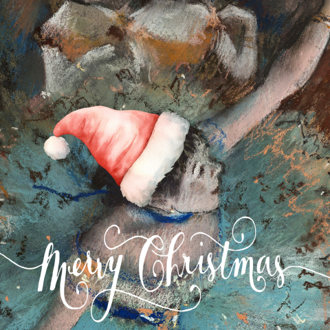 Grappige kerstkaart met ballerina kunst van Degas