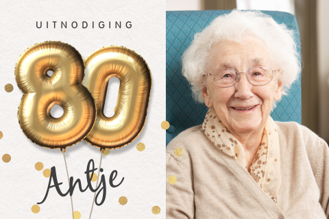 Feestelijke uitnodiging 80 jaar eigen foto