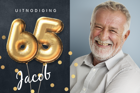Uitnodiging verjaardag 65 jaar eigen foto