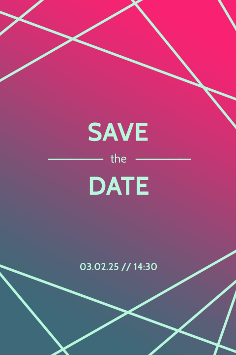 Hippe Save the Date kaart lijnen roze