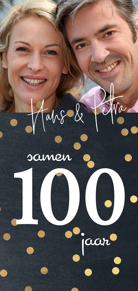 Uitnodiging samen 100 jaar verjaardag met foto