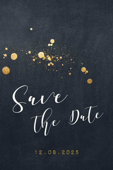 Save the Date kaartje stijlvol zwart goud