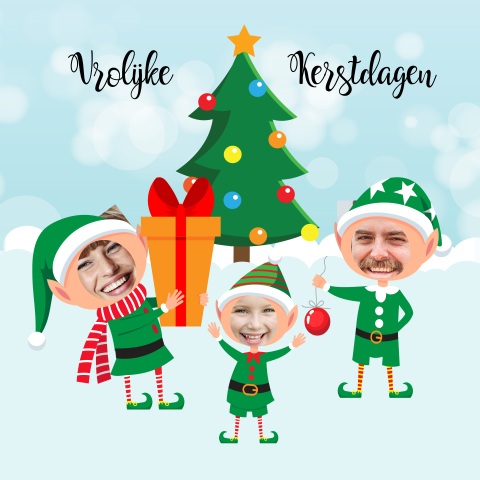 Grappig elfjes met eigen gezicht foto kerstkaart
