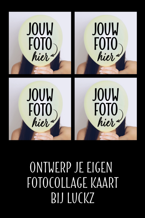 Zwarte collage kaart maken 4 foto's