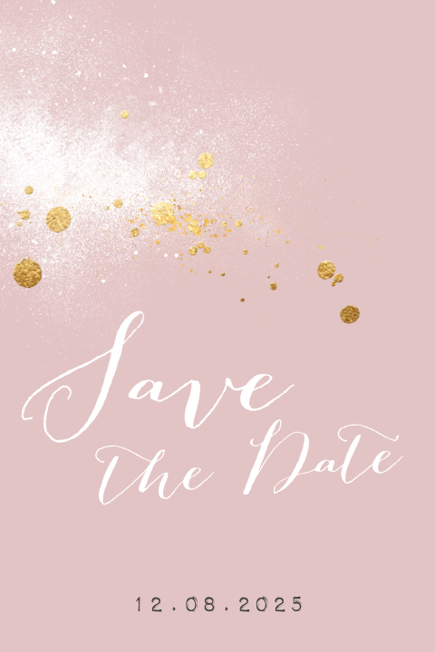 Save the Date kaartje chique roze goud