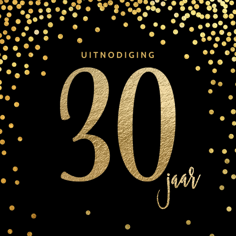 Elegante 30 jaar verjaardag uitnodiging zwart goud