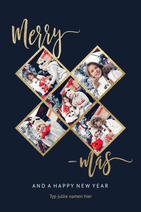 Fotocollage kerstkaart Merry X-mas