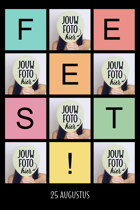 Vrolijke uitnodiging fotocollage 6 fotos