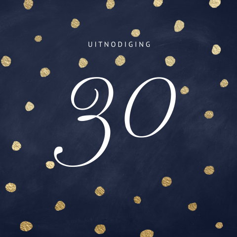 Mooie uitnodiging verjaardag 30 jaar donker blauw goud