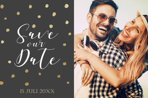 Stijlvolle Save the Date kaart met eigen foto