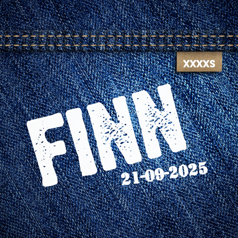 Stoere jeans spijkerstof geboortekaart