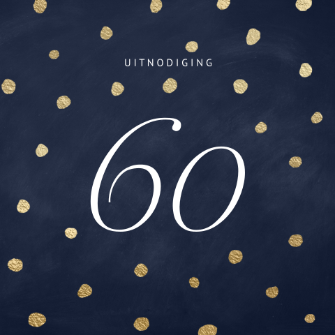 Mooie uitnodiging verjaardag 60 jaar donker blauw goud
