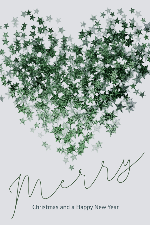 Kerstkaarten zakelijk groen sterren hart